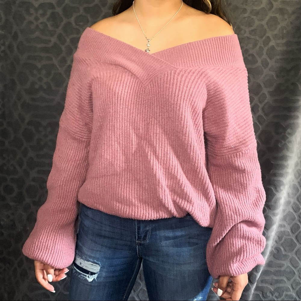 Pink off the shoulder sweater by Pink Rosie